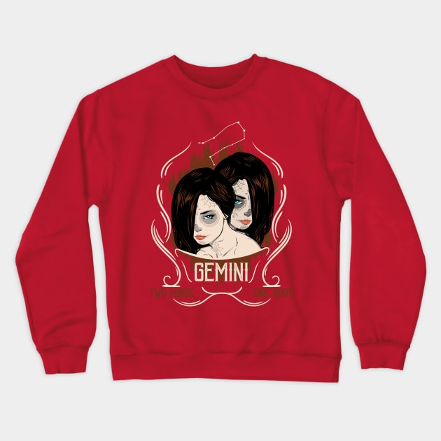 Zodiac Signs: Gemini - The Twins Crewneck Sweatshirt by Superfunky